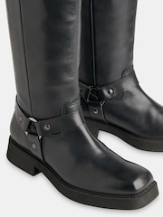 Whistles Black Matteo Knee High Biker Boots - Image 4 of 5