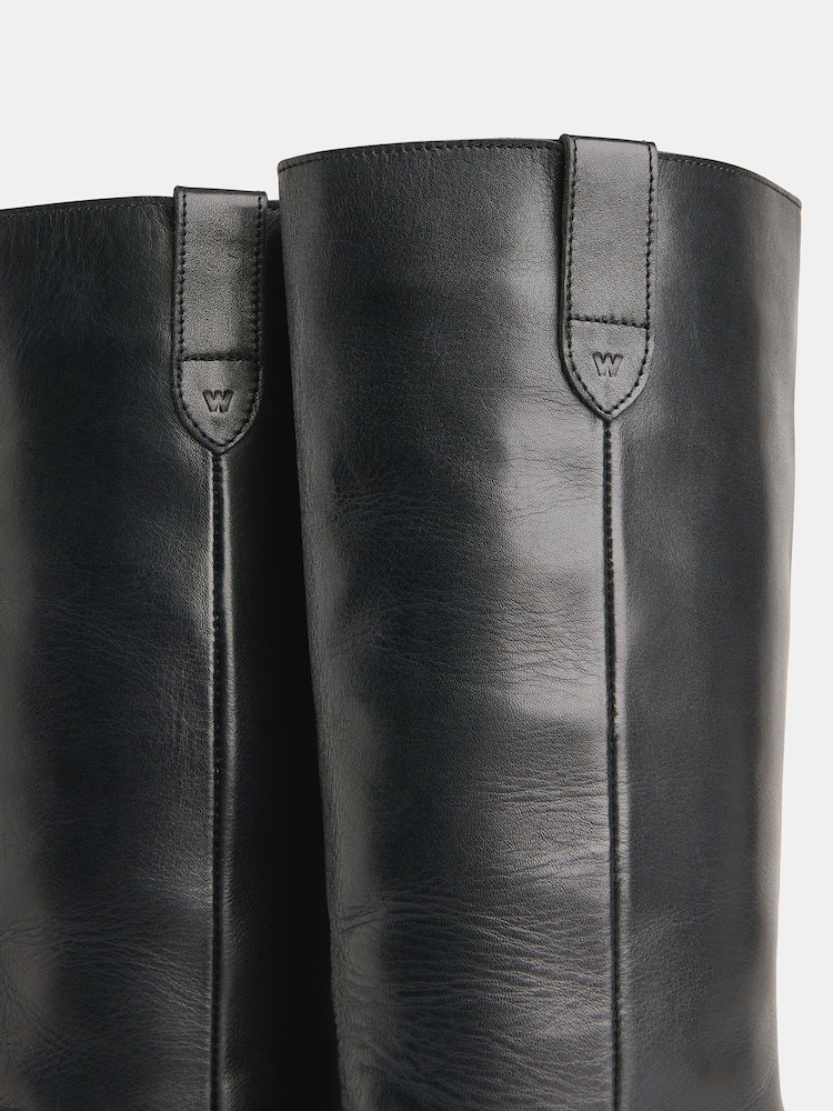Whistles Black Matteo Knee High Biker Boots - Image 5 of 5