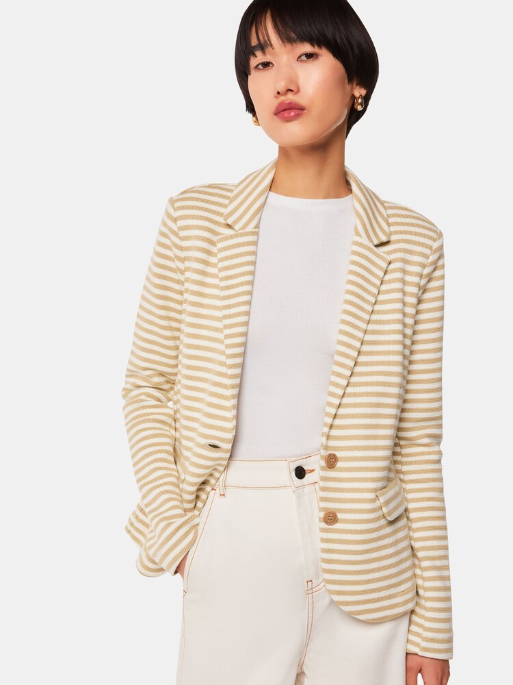 Whistles Nude Slim 100% Cotton Jersey Jacket - Image 1 of 5