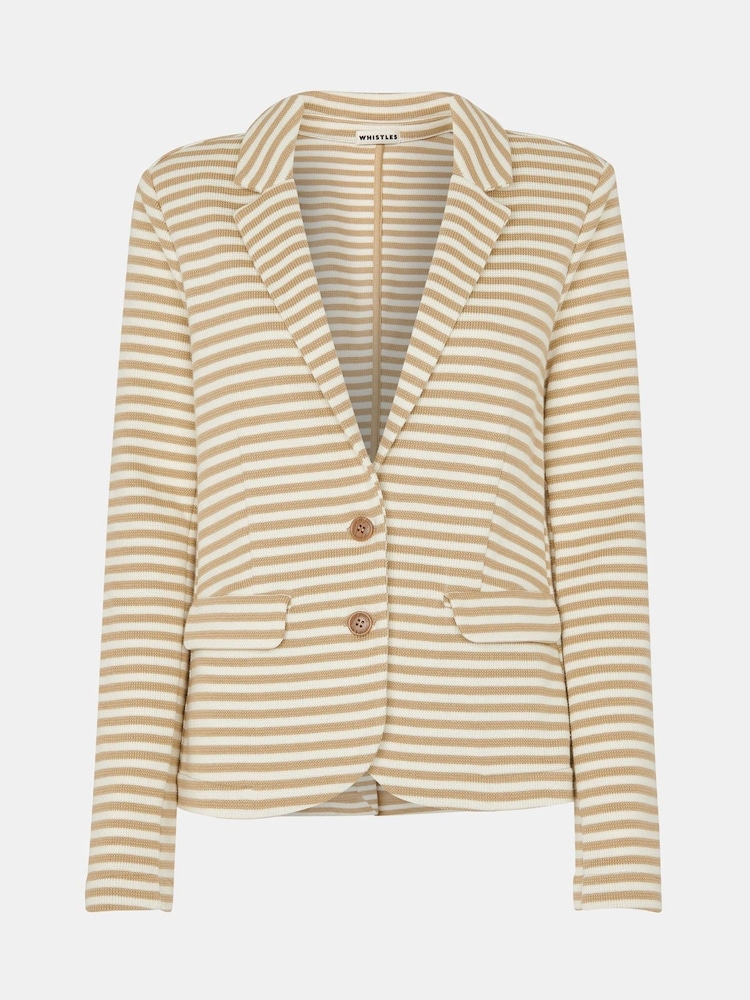 Whistles Nude Slim 100% Cotton Jersey Jacket - Image 5 of 5