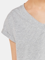Whistles Grey Willa V-Neck Cap Sleeve T-Shirt - Image 3 of 5