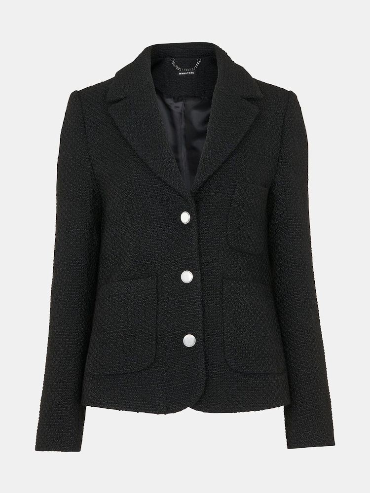 Whistles Black Classic Textured Jacket - Image 6 of 6