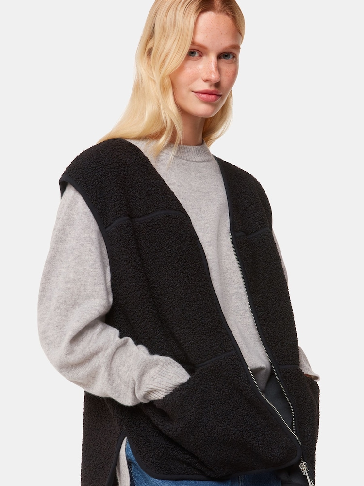 Whistles Josie Fleece Black Gilet - Image 1 of 5