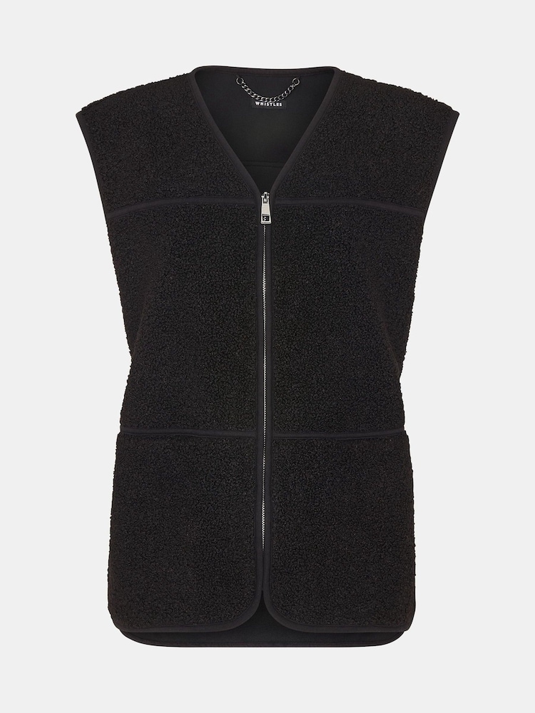 Whistles Josie Fleece Black Gilet - Image 5 of 5