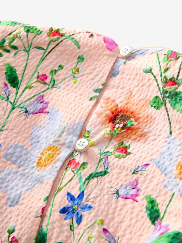 Rosa pêssego - Vestido Baker by Ted Baker com estampa floral texturizada rosa pêssego - Imagem 10 de 10