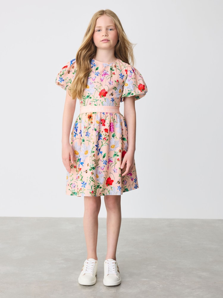 Rosa pêssego - Vestido Baker by Ted Baker com estampa floral texturizada rosa pêssego - Imagem 2 de 10