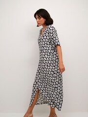 Kaffe KAraya V-Neck Short Sleeve Maxi Black Dress - Image 1 of 5