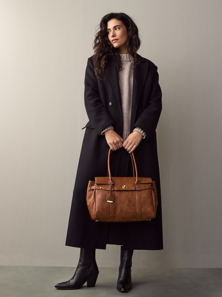 Tan Brown Hand Held Tote Bag - Image 2 of 9