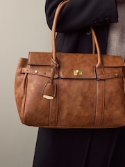 Tan Brown Hand Held Tote Bag - Image 3 of 9