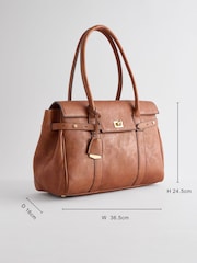 Tan Brown Hand Held Tote Bag - Image 4 of 9