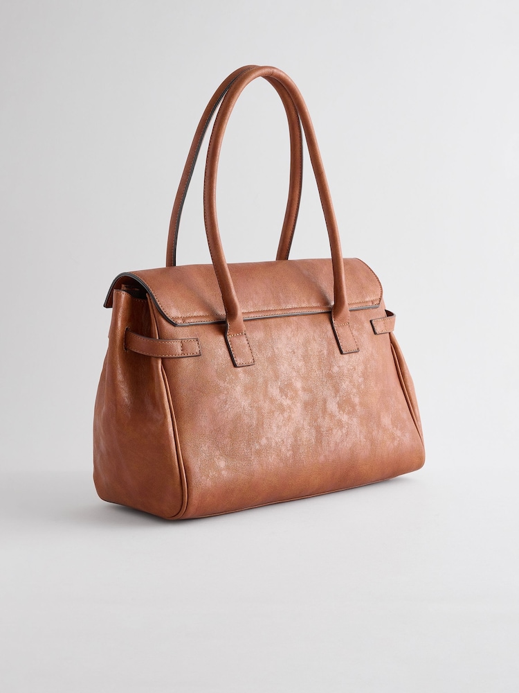 Tan Brown Hand Held Tote Bag - Image 6 of 9
