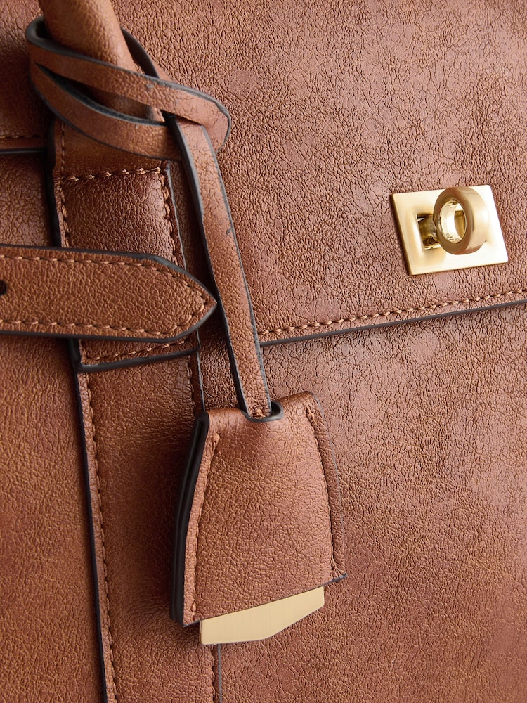Tan Brown Hand Held Tote Bag - Image 7 of 9