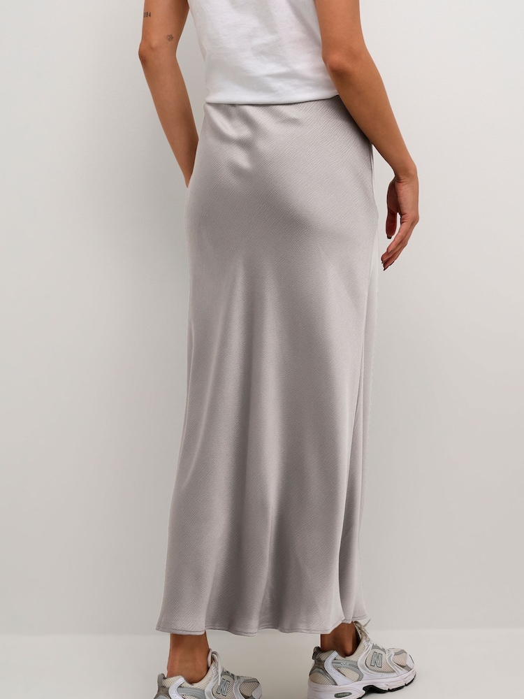 Kaffe Lotte Satin Elastic Waist Maxi Skirt - Image 2 of 6