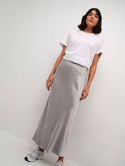 Kaffe Lotte Satin Elastic Waist Maxi Skirt - Image 3 of 6