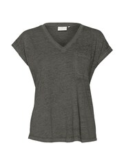 Kaffe Lisa V-Neck Cap Sleeve Pocket Black T-Shirt - Image 5 of 6