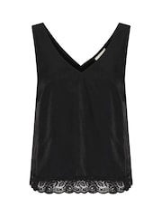 Kaffe Kaalma V-Neck Lace Edge Sleeveless Black Top - Image 5 of 6