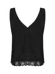 Kaffe Kaalma V-Neck Lace Edge Sleeveless Black Top - Image 6 of 6