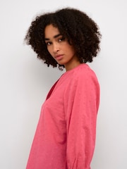 Kaffe Kajollia Notch Neck 3/4 Sleeve 100% Cotton Blouse - Image 4 of 6