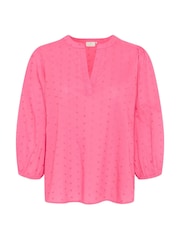 Kaffe Kajollia Notch Neck 3/4 Sleeve 100% Cotton Blouse - Image 5 of 6