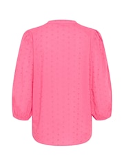 Kaffe Kajollia Notch Neck 3/4 Sleeve 100% Cotton Blouse - Image 6 of 6