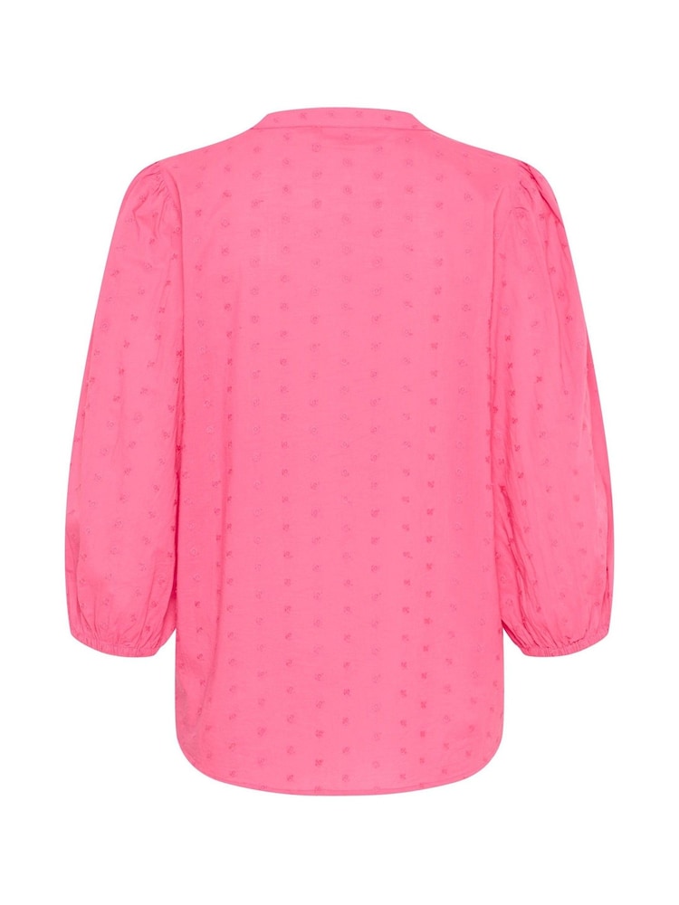 Kaffe Kajollia Notch Neck 3/4 Sleeve 100% Cotton Blouse - Image 6 of 6