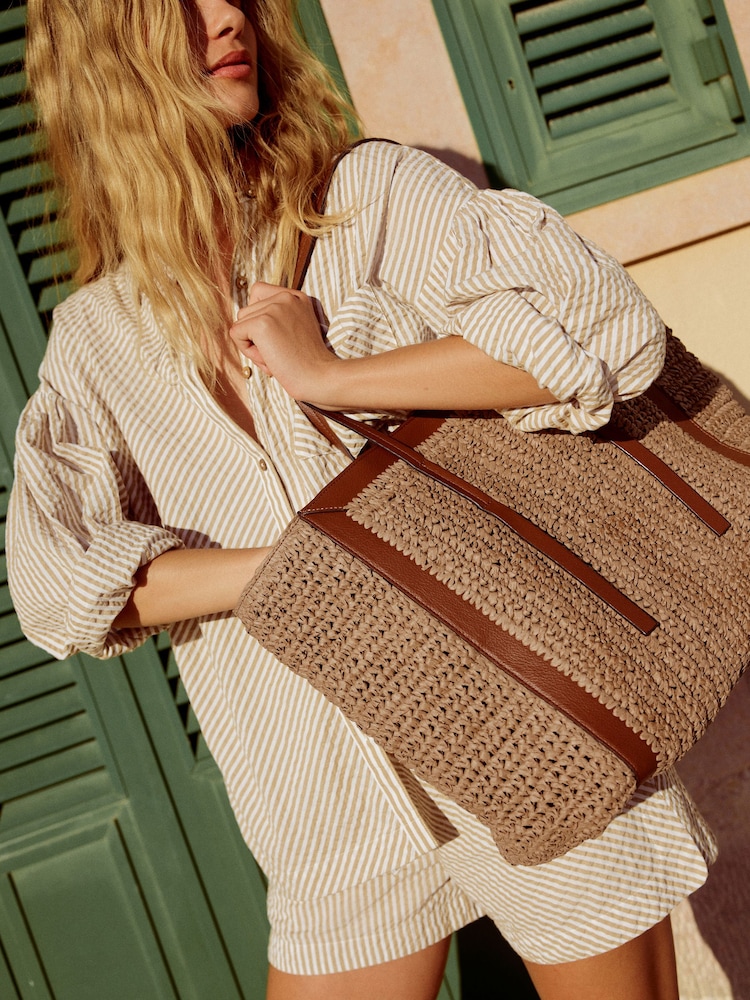 Natural - Bolso grande de rafia para compras - Imagen 2 de 10 Natural - Bolso grande de rafia para compras - Imagen 2 de 10