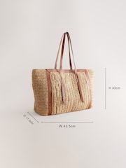 Natural - grande bolsa de compras de ráfia - Imagem 4 de 10