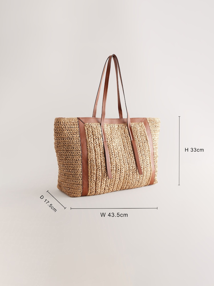 Natural Large Raffia Shopper Bag - Image 4 of 10