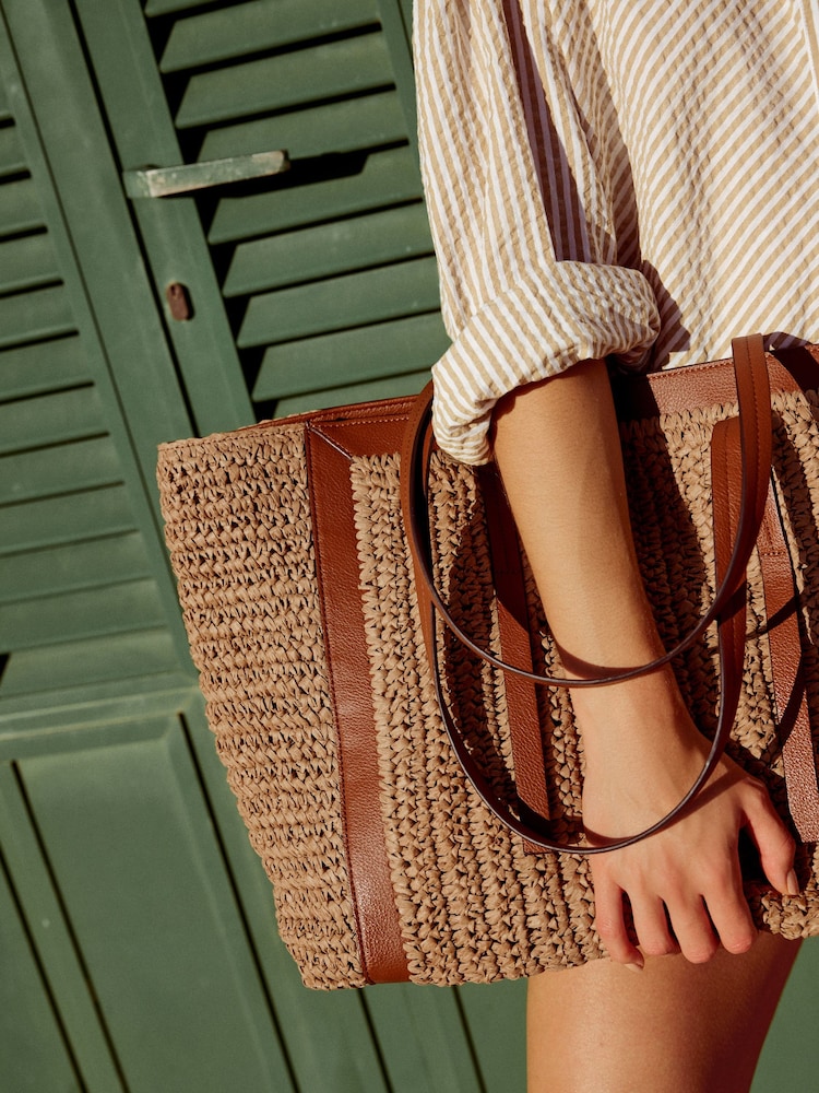Natural Large Raffia Shopper Bag - Image 5 of 10