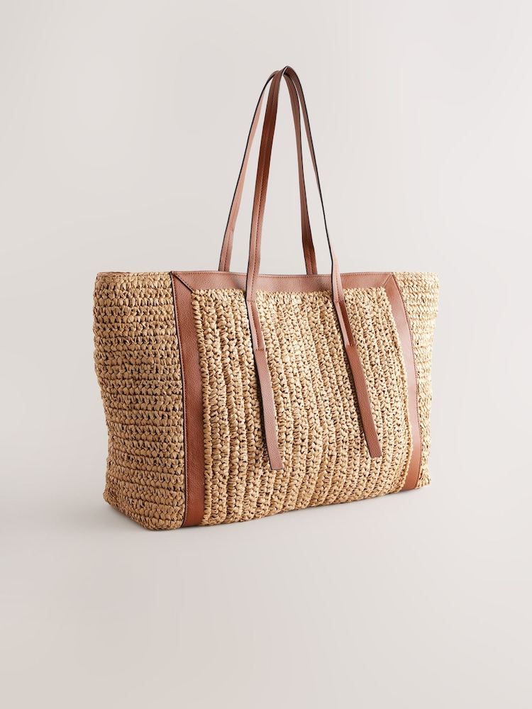 Natural Large Raffia Shopper Bag - Image 6 of 10