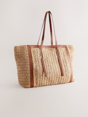 Natural - grande bolsa de compras de ráfia - Imagem 7 de 10
