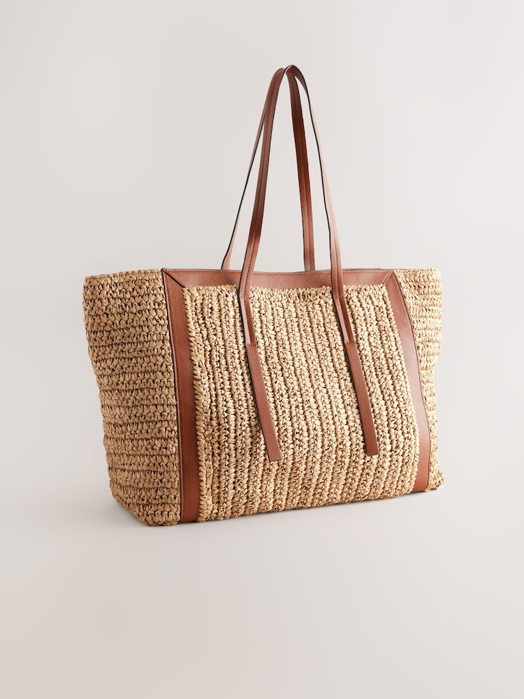 Natural Large Raffia Shopper Bag - Image 7 of 10
