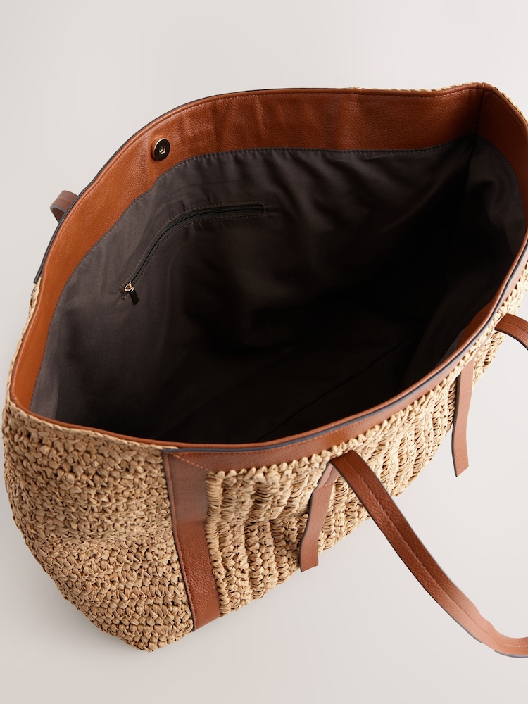 Natural Large Raffia Shopper Bag - Image 8 of 10