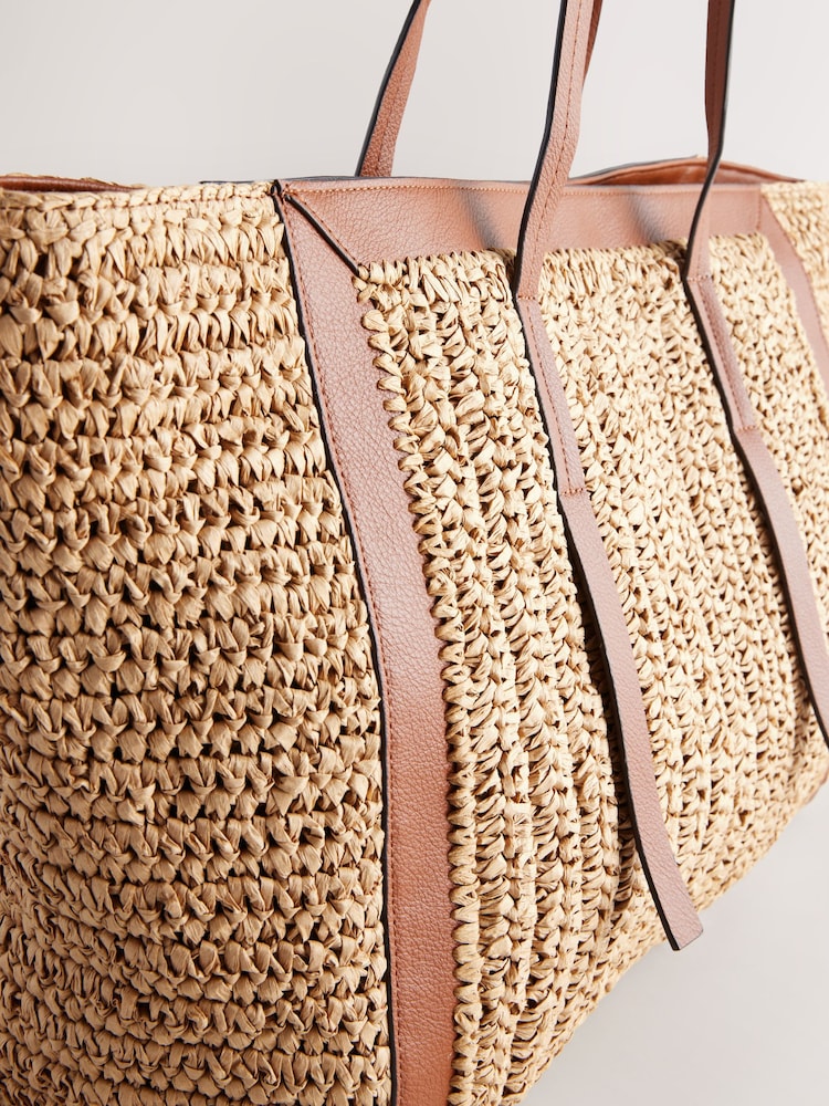 Natural Large Raffia Shopper Bag - Image 9 of 10