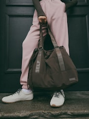 self. Chocolate Brown Nylon Shoulder Bag - Image 1 of 11