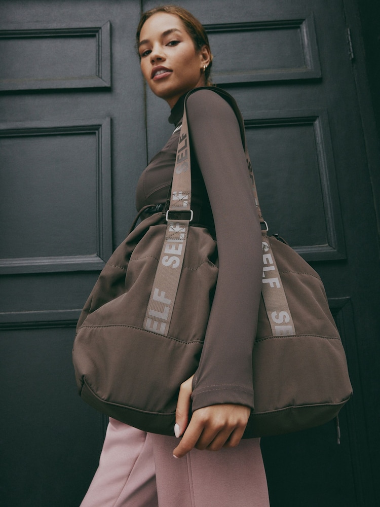 self. Chocolate Brown Nylon Shoulder Bag - Image 2 of 11