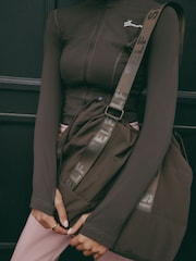 self. Chocolate Brown Nylon Shoulder Bag - Image 3 of 11