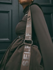 self. Chocolate Brown Nylon Shoulder Bag - Image 4 of 11