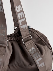 self. Chocolate Brown Nylon Shoulder Bag - Image 9 of 11