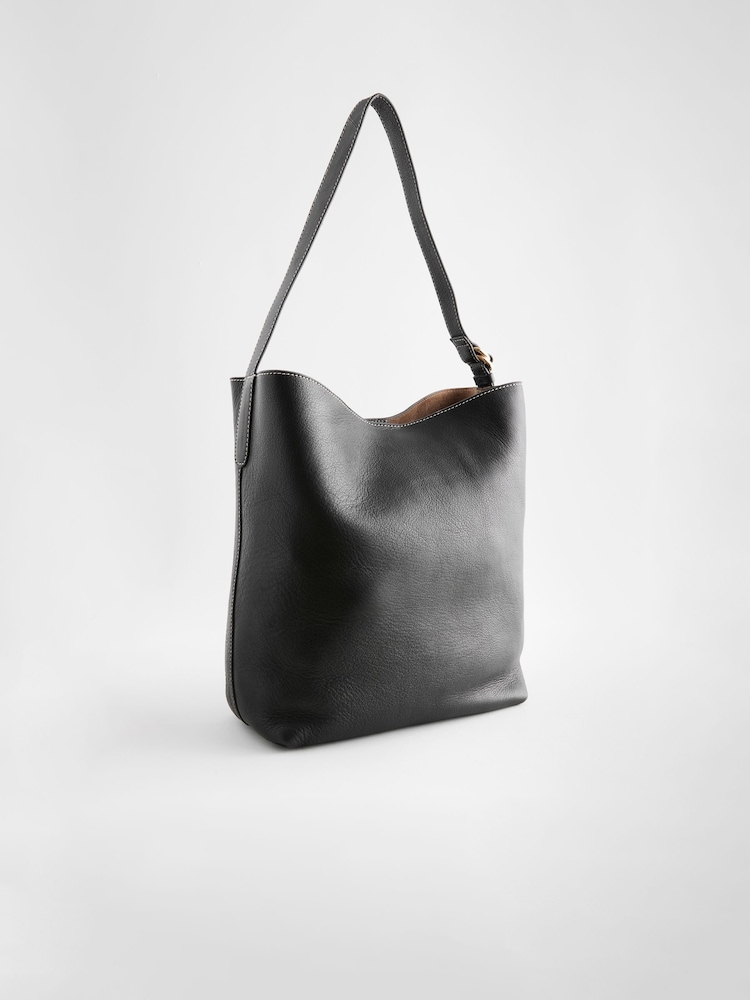 Black Leather Shoulder Bag - Image 8 of 11