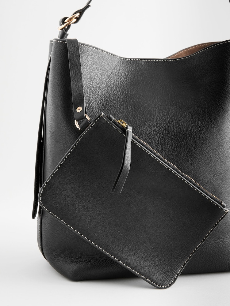 Black Leather Shoulder Bag - Image 9 of 11