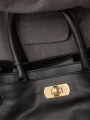 Black Premium Leather Tote Bag - Image 10 of 14
