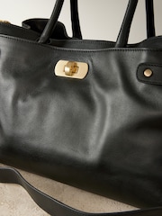 Black Premium Leather Tote Bag - Image 11 of 14