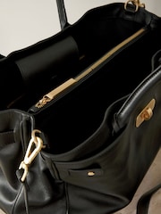 Black Premium Leather Tote Bag - Image 14 of 14