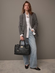 Black Premium Leather Tote Bag - Image 2 of 14