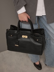Black Premium Leather Tote Bag - Image 6 of 14