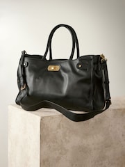 Black Premium Leather Tote Bag - Image 8 of 14