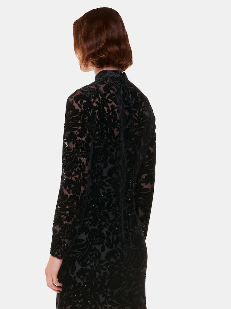 Whistles Hotter Fix Floral Velvet Rochie - Image 3 of 6
