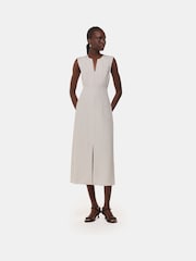 Whistles Nude Abbie Linen Blend Midi Dress - Image 1 of 5