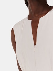 Whistles Nude Abbie Linen Blend Midi Dress - Image 4 of 5
